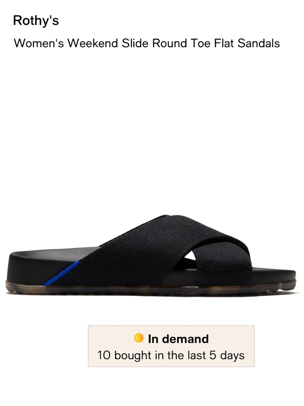 Rothys EUC The Weekend Slide Black Size 10.5 - Picture 7 of 11
